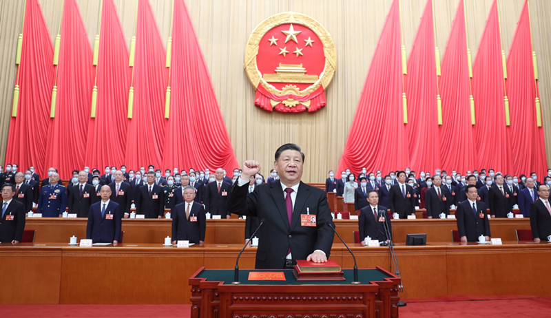 2023年3月10日，習近平進(jìn)行憲法宣誓。